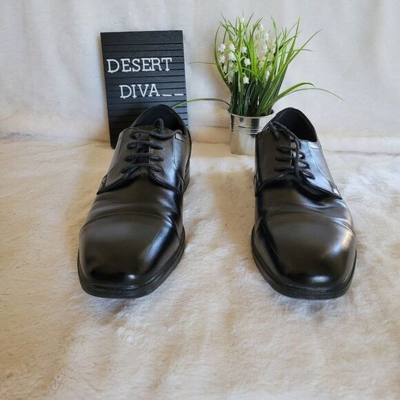 Van Heusen Mens Shoes Black 9  Hank Oxford Lace Up Formal Shoes - Picture 7 of 10